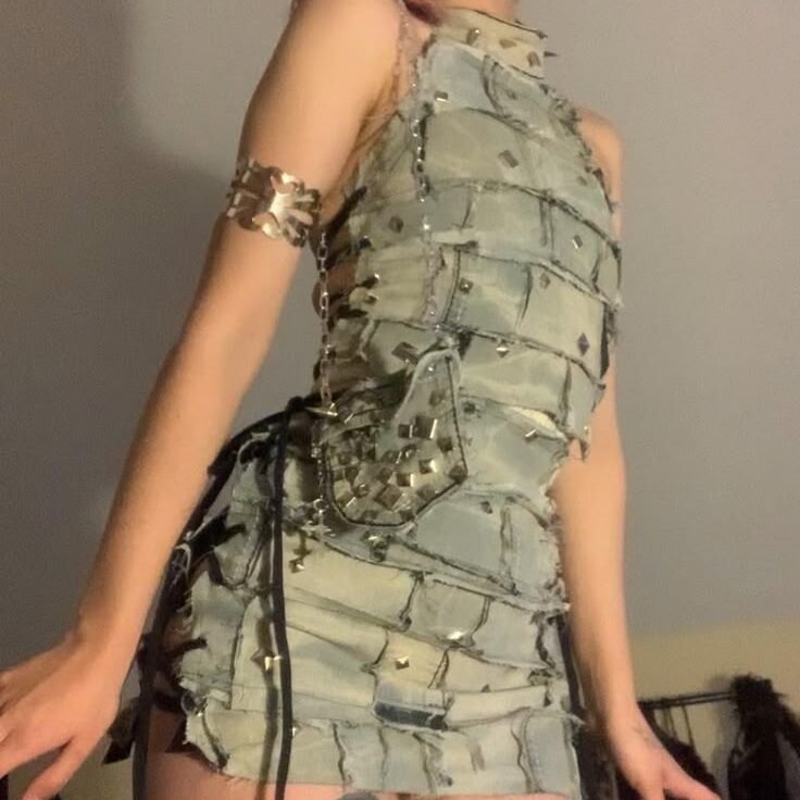 distressed denim dress rework