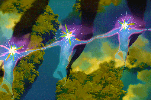 spark people walking over nature gif